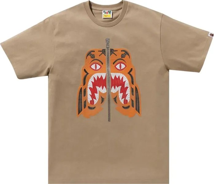 Футболка BAPE Embroidery Style Tiger 'Beige', загар
