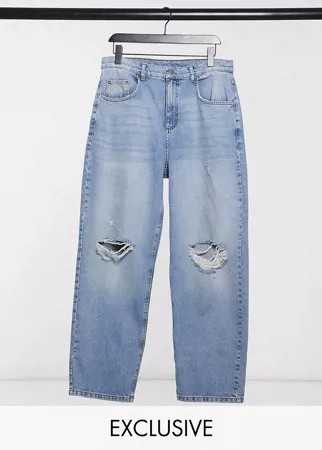 Выбеленные синие свободные джинсы в стиле 90-х Reclaimed Vintage Inspired-Голубой
