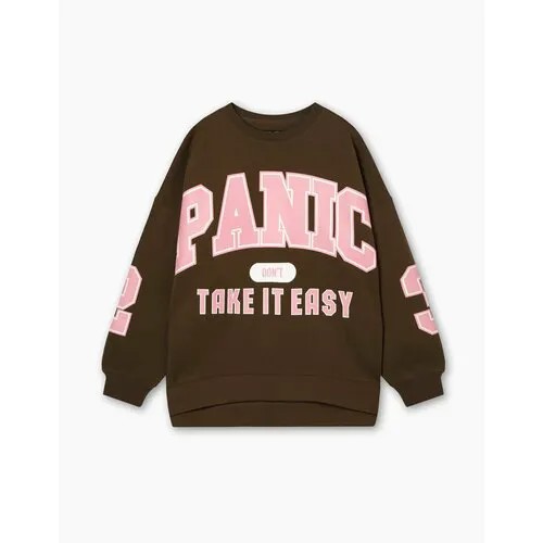 Свитшот Gloria Jeans Ready! Steady! Go!, размер XS (38-40), коричневый