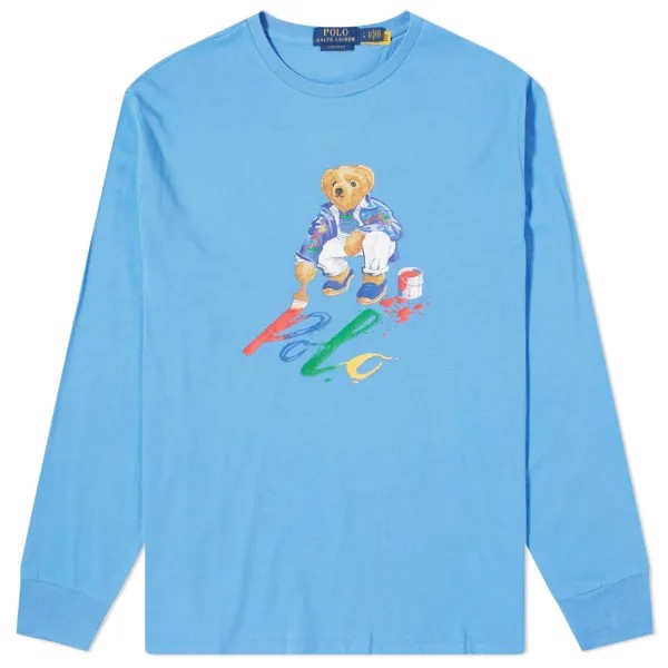Футболка Polo Ralph Lauren Long Sleeve Painting Bear, цвет Summer Blue