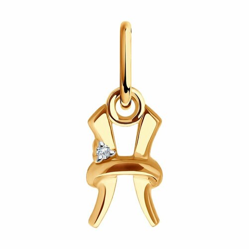 Подвеска Diamant, красное золото, 585 проба, фианит, размер 1.5 см., бесцветный