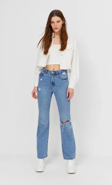 Stradivarius Укороченная Куртка-Рубашка В Клетку Цвет Небеленого Полотна Xl