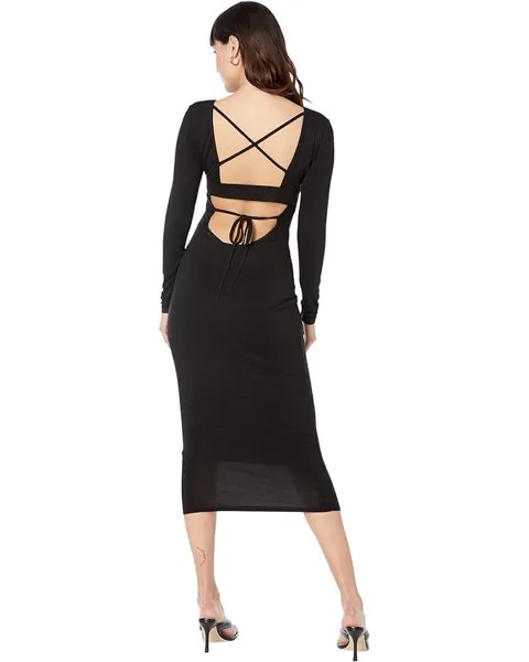Платье Bebe Midi Dress with Open Back, черный