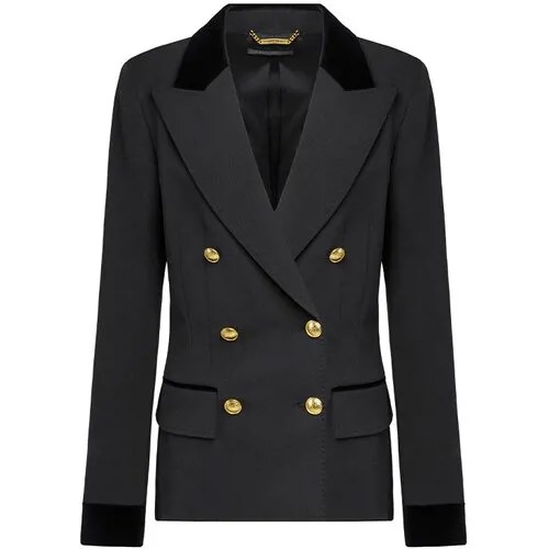 Пиджак Alberta Ferretti, средней длины, силуэт трапеция, размер 44, черный