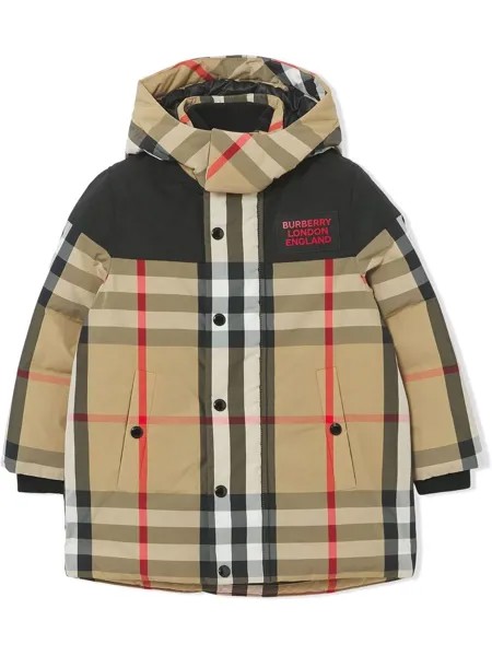 Burberry Kids куртка в клетку Vintage Check с капюшоном