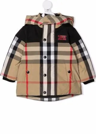 Burberry Kids пуховик в клетку Vintage Check