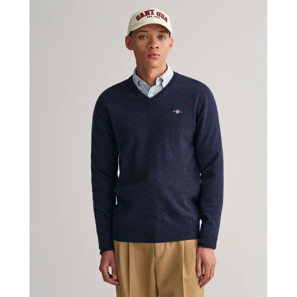 Свитер Gant Superfine Lambswool V Neck, синий
