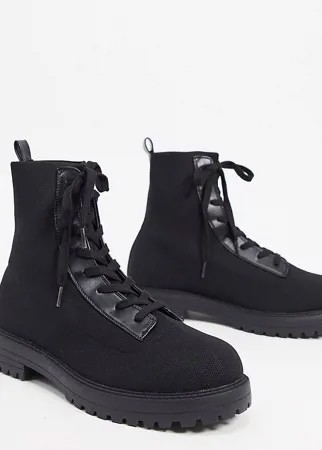 Черные ботинки для широкой стопы на шнуровке ASOS DESIGN-Черный цвет
