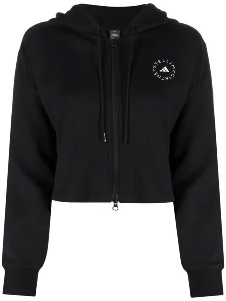 Adidas by Stella McCartney худи на молнии с логотипом, черный