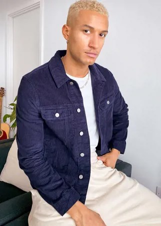 Темно-синяя вельветовая куртка в стиле вестерн ASOS DESIGN-Темно-синий
