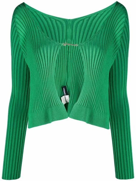 Jacquemus logo-plaque ribbed cardigan