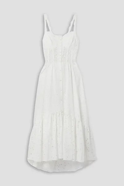 Ярусное платье макси Irene из английской вышивки с добавлением хлопка Charo Ruiz Ibiza, цвет Off-white