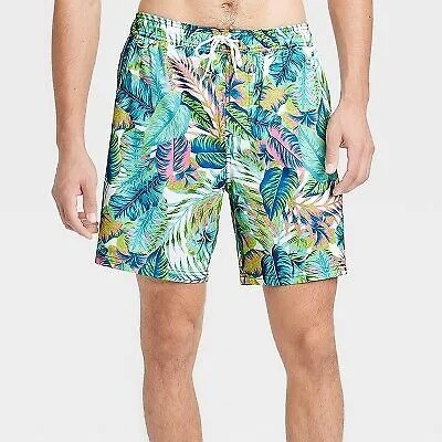 Мужские плавки-шорты 7 дюймов с тропическим принтом - Goodfellow - Co Green S