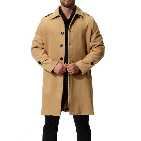 Европейская дизайнерская мужская Толстая зимняя однотонная длинная теплая куртка, пальто