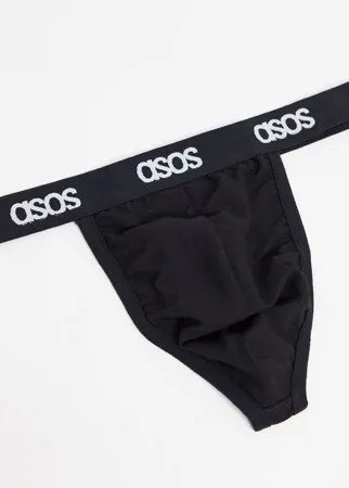 Черные фактурные стринги ASOS DESIGN-Черный цвет