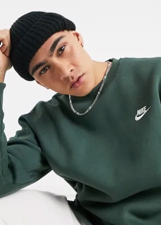 Свитшот цвета хаки с круглым вырезом Nike Club-Зеленый цвет