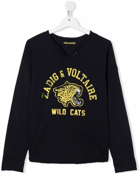 Zadig & Voltaire Kids футболка с длинными рукавами и логотипом