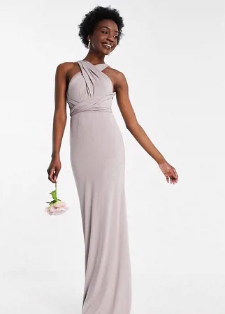 Светло-серое платье-трансформер макси для подружки невесты TFNC Tall Bridesmaid-Серый