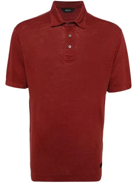 Zegna рубашка-поло из льна с короткими рукавами, красный