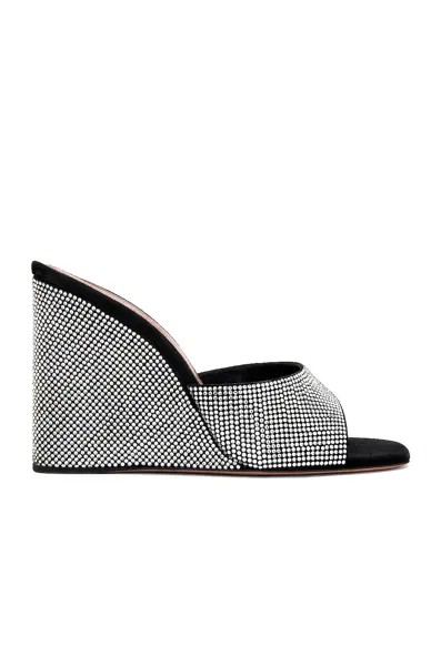 Мюли Amina Muaddi Lupita Suede Crystal Wedge, цвет Black & White Crystals