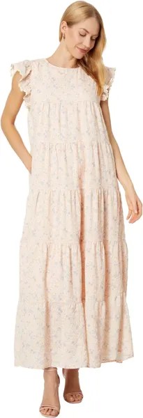 Многоуровневое платье миди с люверсами English Factory, цвет Coral Multi