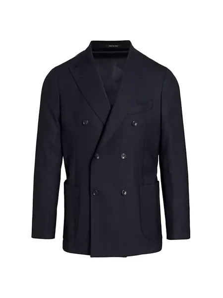КОЛЛЕКЦИЯ Двубортное спортивное пальто в тонкую полоску Saks Fifth Avenue, темно-синий