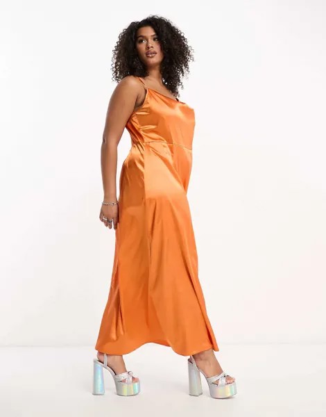 Темно-оранжевое атласное платье миди Urban Threads