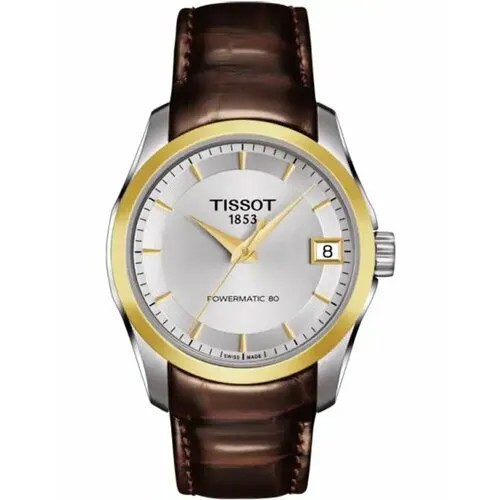 Наручные часы TISSOT, серебряный, коричневый