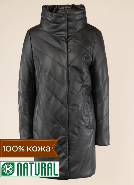 Кожаная куртка женская Каляев 50977 черная 42 RU