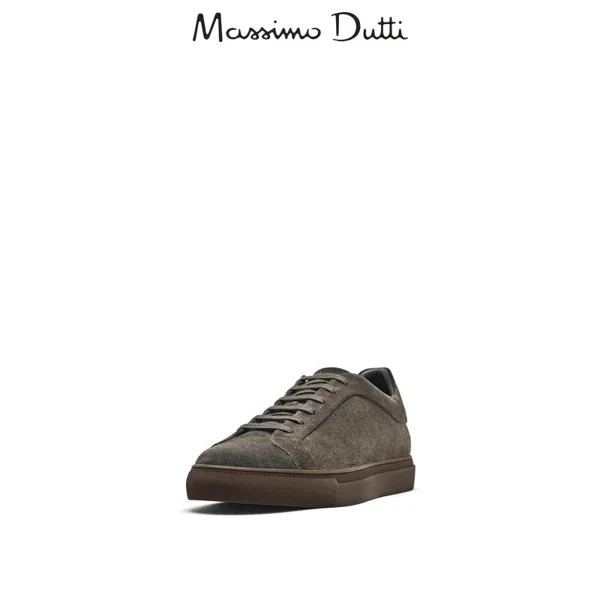 Новый продукт, специальная мужская обувь Massimo Dutti, новинка лета 2024, серая замшевая спортивная обувь на шнуровке 12148250902, цвет звездное небо серое
