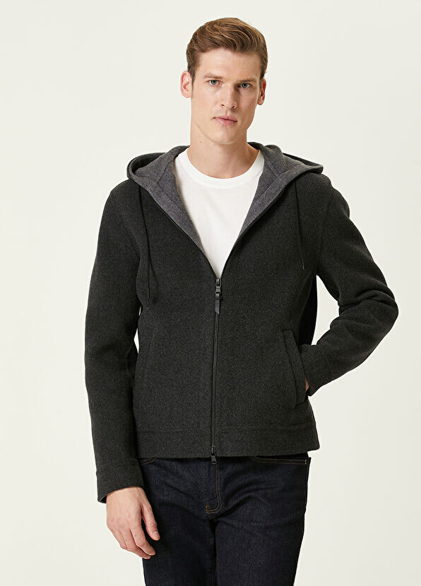 Шерстяное пальто с капюшоном Beymen Collection, серый