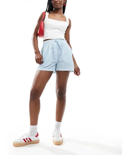 ASOS DESIGN – Шорты из жатого хлопка с завязкой на талии в сине-белую полоску