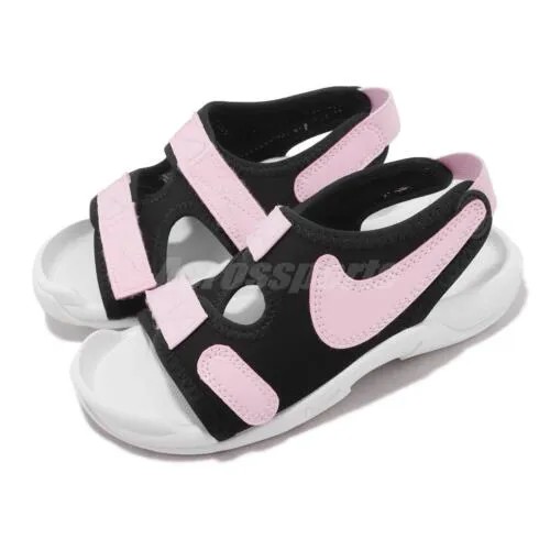 Детские дошкольные сандалии Nike Sunray Adjust 6 PS, черные, розовые, белые, DX5545-001