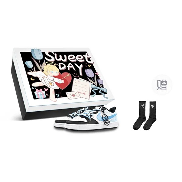 Кроссовки Nike Court Borough 2 Skateboarding Shoes Women's Low-top White/Black/Blue, белый/черный