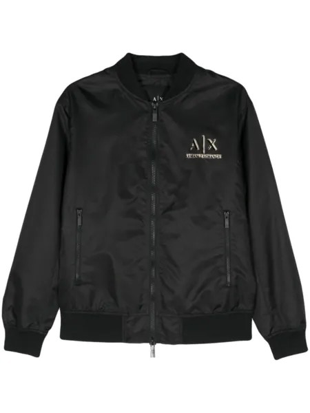 Armani Exchange бомбер с логотипом, черный