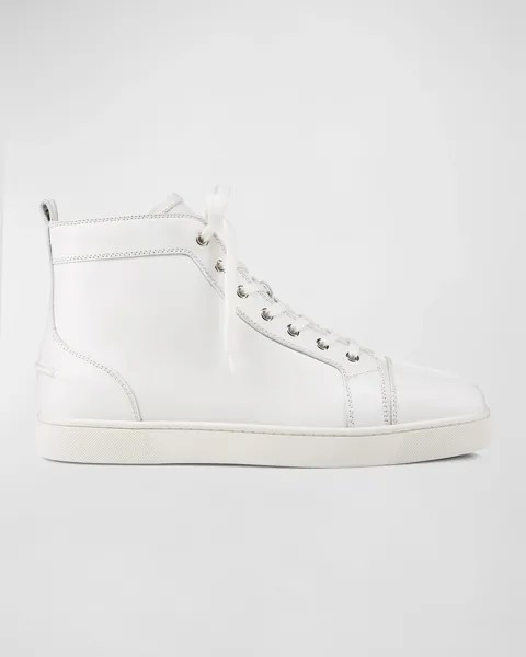 Мужские кожаные высокие кеды Louis Christian Louboutin, цвет White