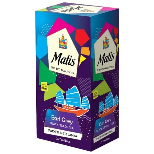 Чай черный Matis Earl grey в пакетиках, 25 шт.
