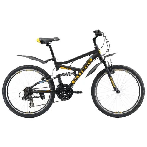 Подростковый горный (MTB) велосипед STARK Rocket 24.2 FS V (2019) черный/оранжевый/голубой (требует финальной сборки)