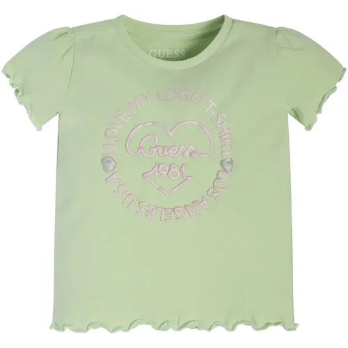 Футболка GUESS, хлопок, размер 5, зеленый