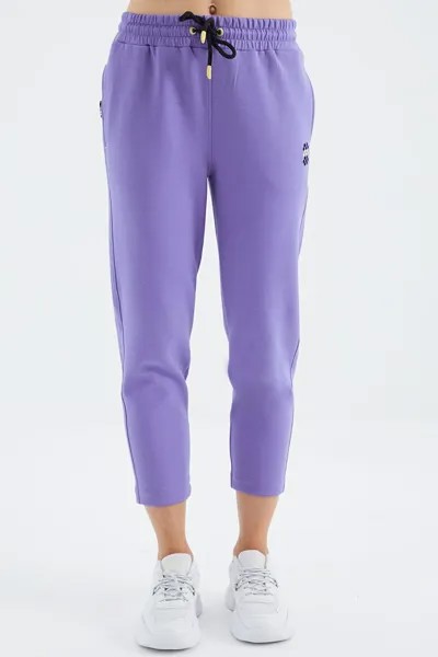 Светло-фиолетовый удобный женский спортивный костюм с карманами на шнуровке TOMMYLIFE