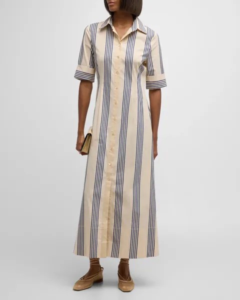 Платье макси в полоску из хлопкового поплина Joan STAUD, цвет Marine Bayadere Stripe