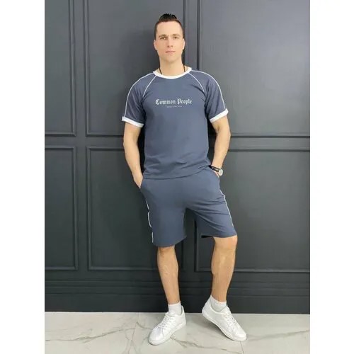 Костюм спортивный Jools Fashion спортивный летний шорты и майка, размер 56, серый