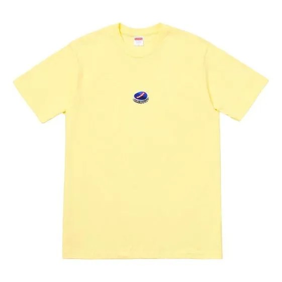 Футболка Supreme FW18 Bottle Cap Tee Pale Yellow Logo Tee, желтый