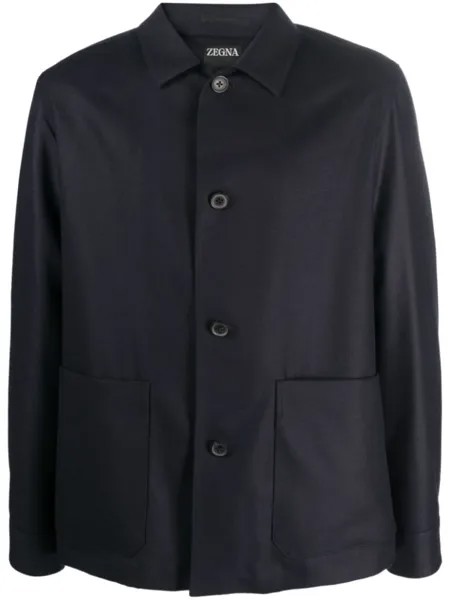 Zegna шерстяная куртка-рубашка на пуговицах, синий