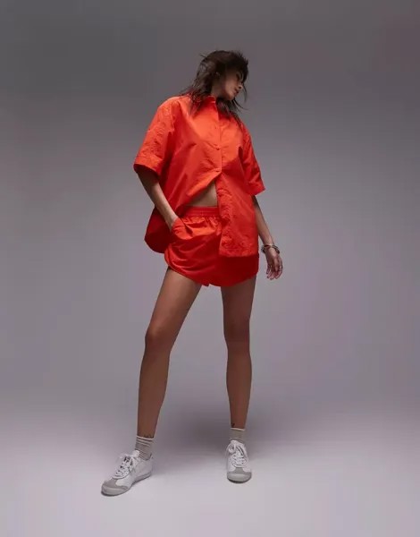 Красные нейлоновые шорты для бега Topshop Coord