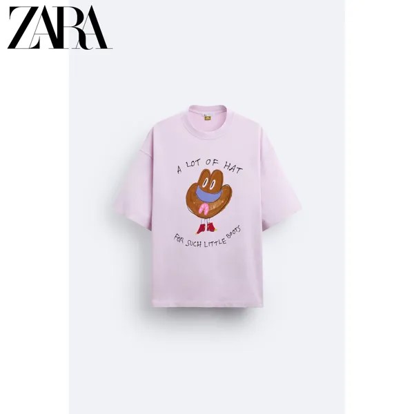 Летняя новинка Zara Футболка с принтом в виде шляпы PEPO MORENO для мужчин и женщин 0722428 612, цвет Фиолетовый