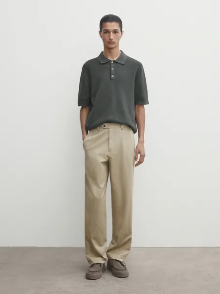 Рубашка поло фактурного трикотажа с короткими рукавами Massimo Dutti, черный