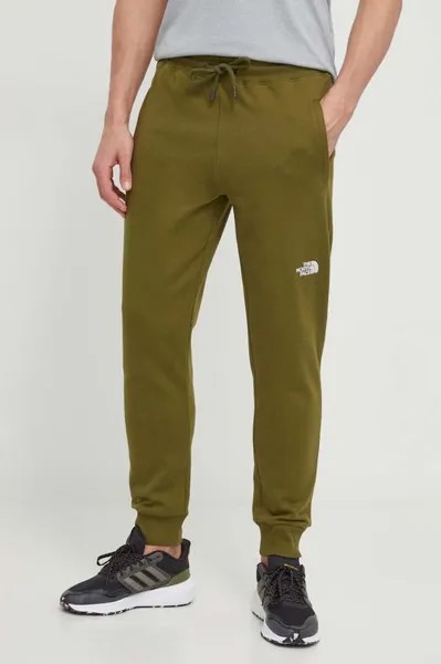 Хлопковые спортивные штаны The North Face, зеленый
