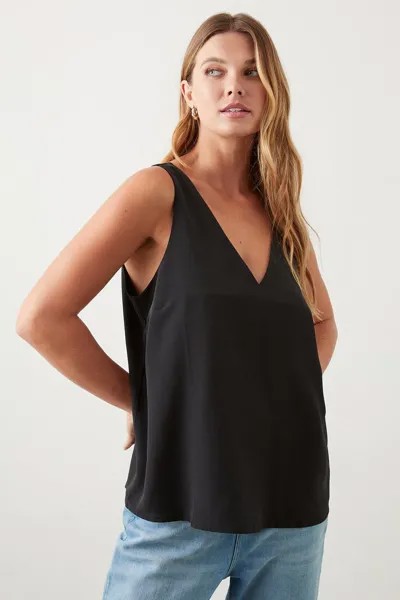 Топ на бретельках со встроенным V-образным вырезом Dorothy Perkins, черный