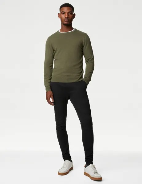 Узкие эластичные брюки чинос скинни Marks & Spencer, черный микс